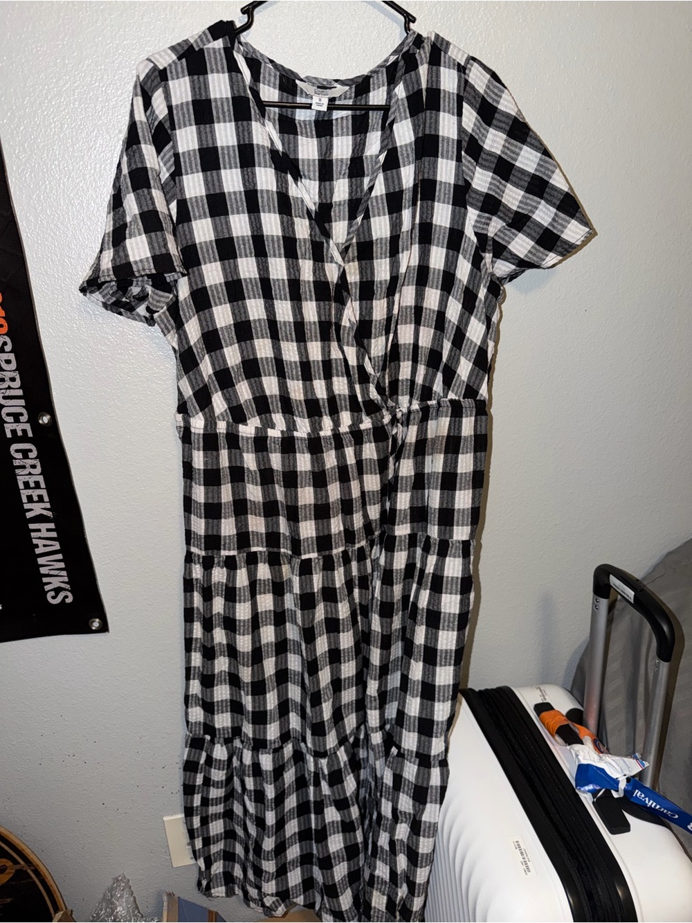 croft & barrow Black and White Gingham Tiered Maxi Dress plus size